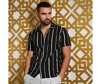 Campus Sutra Men's Black & White Pencil Striped Shirt