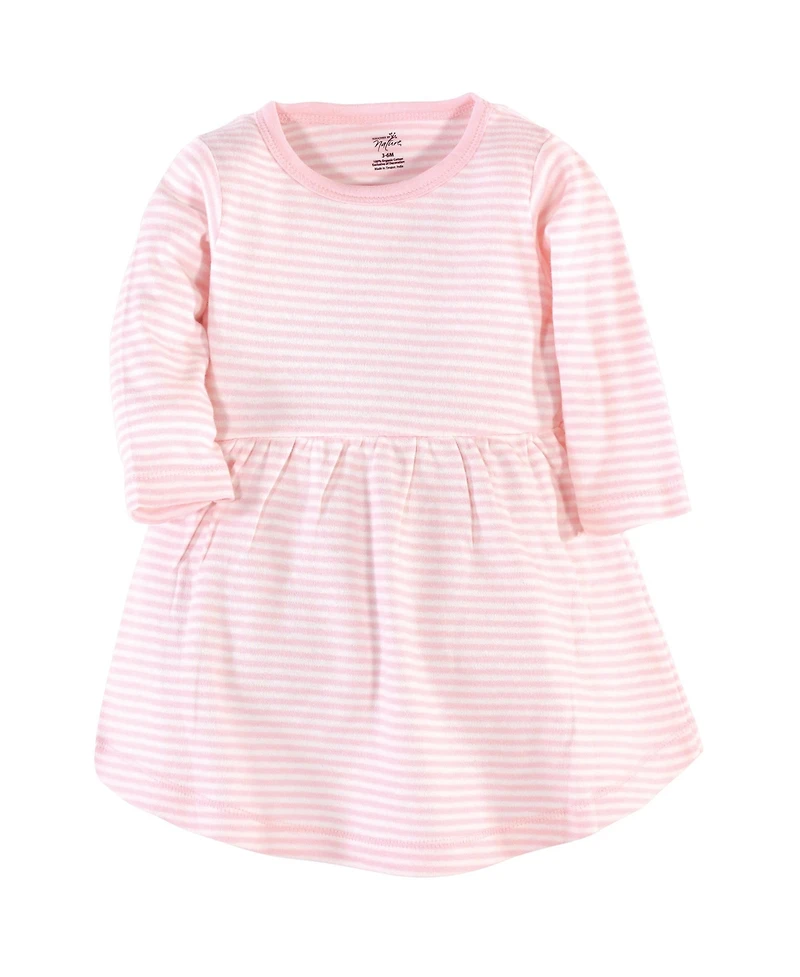 Touched by Nature Baby Girls Organic Cotton Long-Sleeve Dresses 2pk, Flutter Garden