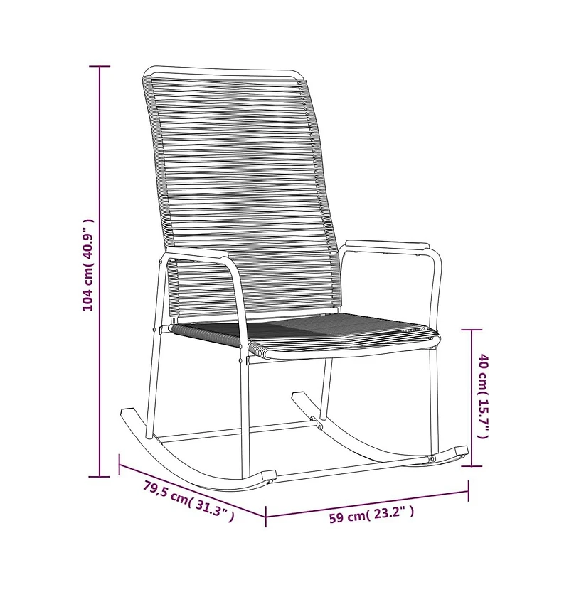 Patio Rocking Chair Black 23.2"x31.3"x40.9" Pvc Rattan