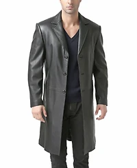 Bgsd Men Classic Leather Long Walking Coat - Big and Tall