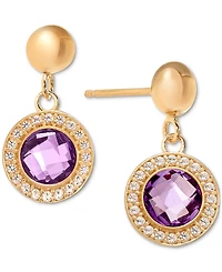 Amethyst (1-3/4 ct. t.w.) & White Topaz (3/4 ct. t.w.) Pendant Necklace & Drop Earrings Set in 14k Gold-Plated Sterling Silver