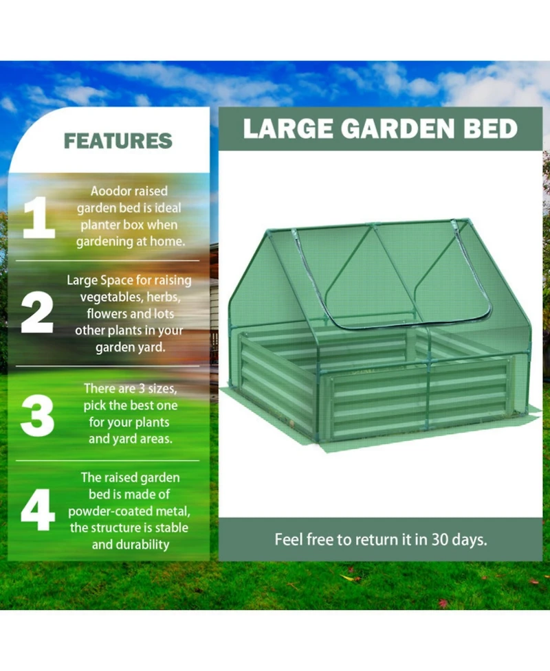 Aoodor Aoodor-4.3ftx3.3ftx3ft Raised Garden Bed for Patio Ourdoor Yard