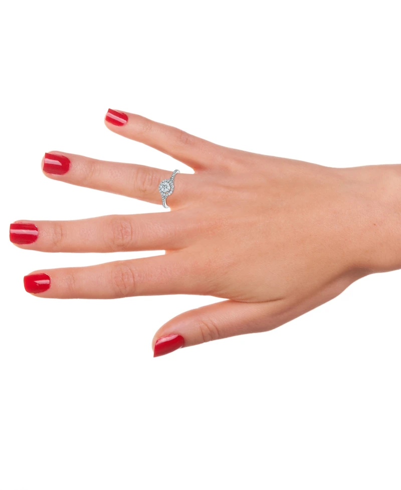 Diamond Halo Swirl Engagement Ring (3/4 ct. t.w.) in 14k White Gold