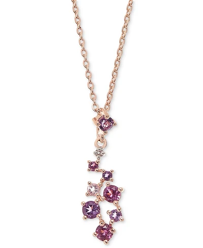 Multi-Gemstone (5/8 ct. t.w.) Cluster Pendant Necklace in 14k Gold over Sterling Silver, 18"