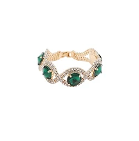 Sohi Women's Green Embellished Twist Bracelet