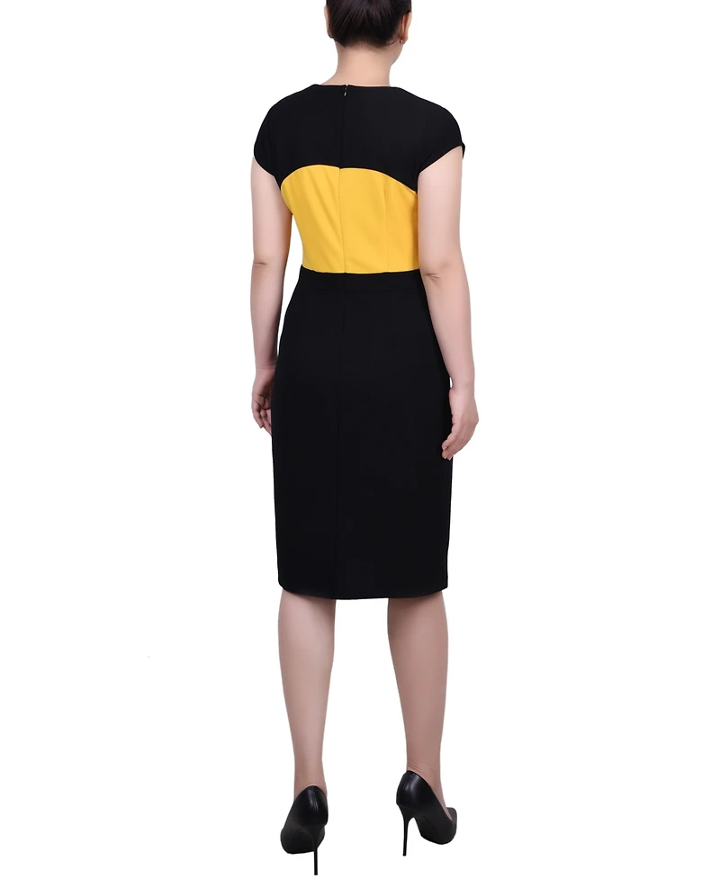 Ny Collection Women's 3/4 Sleeve Colorblocked Dress, 2 Piece Set