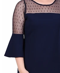 Ny Collection Women's Illusion Neck Scuba Dress