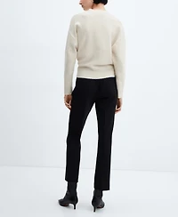 Mango Women's Belt Straight-Fit Pants