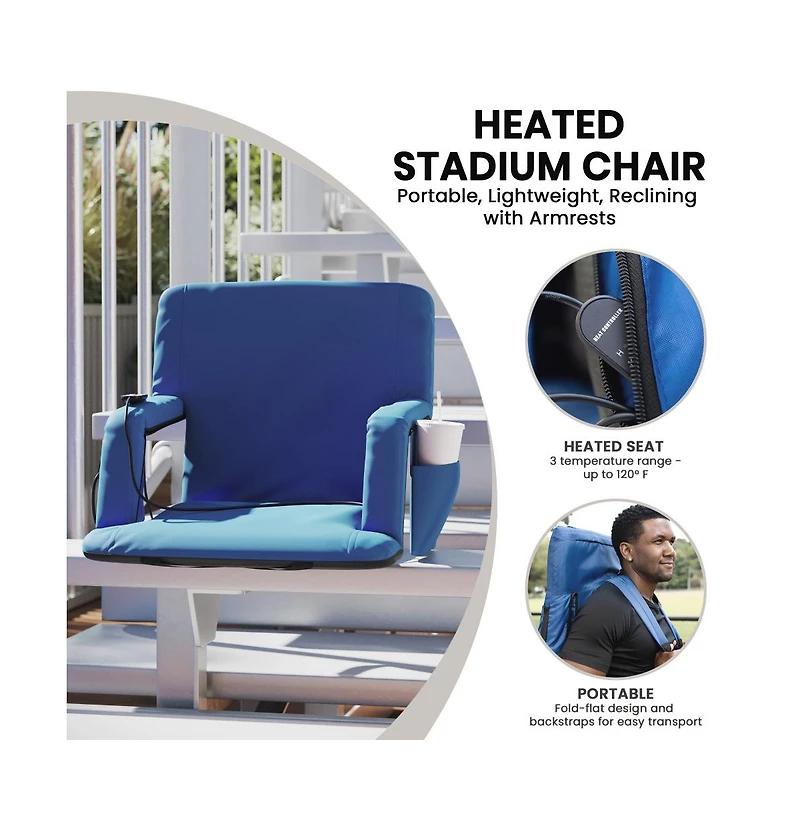 Mikki Portable Heated Reclining Stadium Chair With Armrests