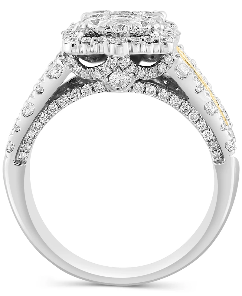 Effy Emerald Shaped Halo Cluster Ring (2-1/3 ct. t.w.) in 14k Two-Tone Gold
