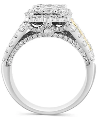 Effy Emerald Shaped Halo Cluster Ring (2-1/3 ct. t.w.) in 14k Two-Tone Gold