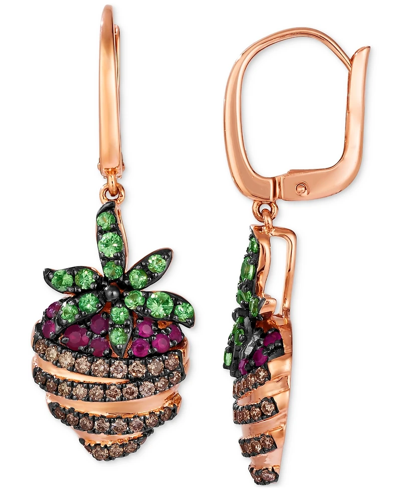 Le Vian Godiva x Le Vian Passion Ruby (1/4 ct. t.w.), Forest Green Tsavorite (1/2 ct. t.w.) & Chocolate Diamond (1/2 ct. t.w.) Chocolate-Covered Straw