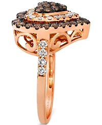 Le Vian Godiva x Le Vian Chocolate Diamond & Nude Diamond Heart Halo Cluster Ring (1-1/4 ct. t.w.) in 14k Rose Gold
