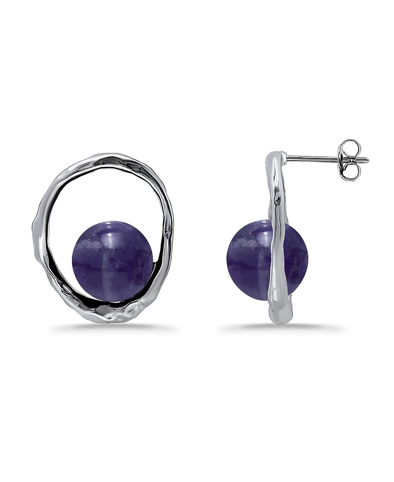 Macy's Silver Plated Multi Genuine Stone Stud Earrings
