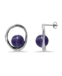 Macy's Silver Plated Multi Genuine Stone Stud Earrings