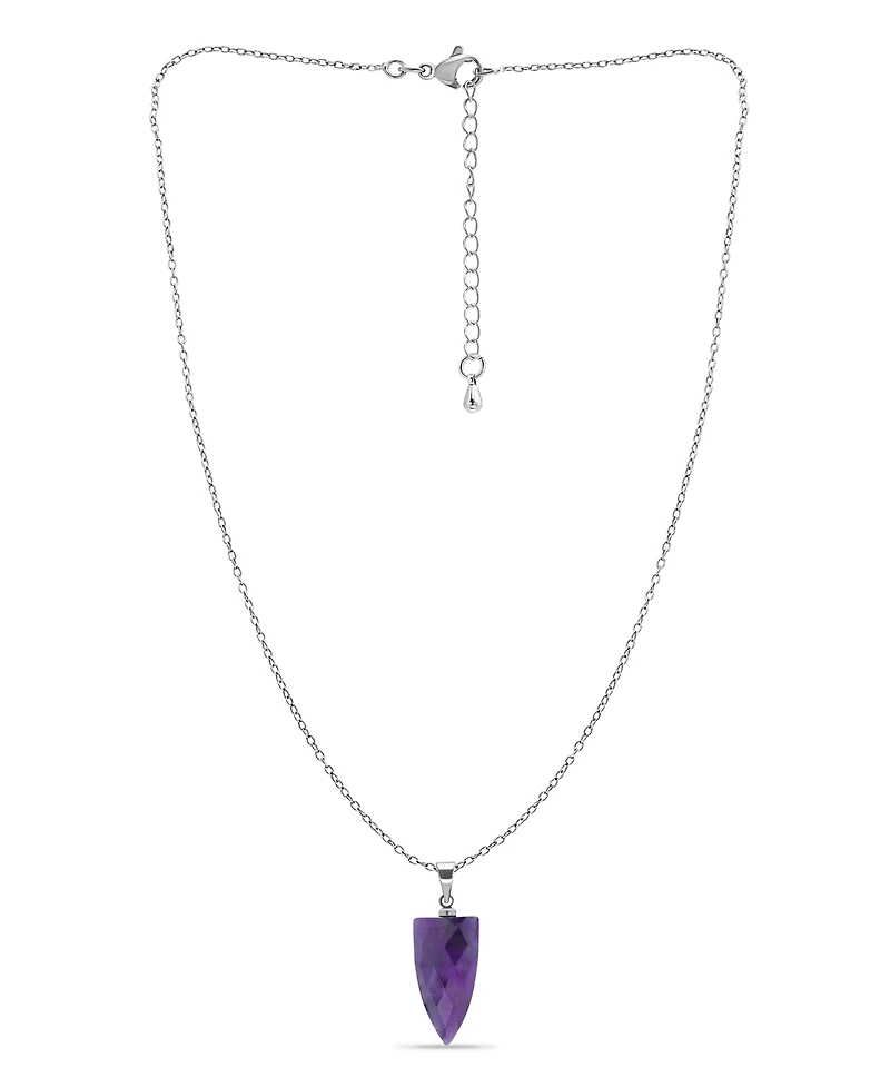Macy's Silver Plated Multi Genuine Stone Pendant Necklace