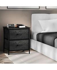 Sorbus Nightstand with 2 Drawers - Steel Frame, Wood Top & Easy Pull Fabric Bins - Great for Home, Bedroom, Office & College Dorm