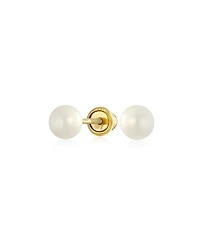 Bling Jewelry Tiny Minimalist Cz Accent14K Gold White Freshwater Cultured Pearl Stud Earrings Secure Screw Back