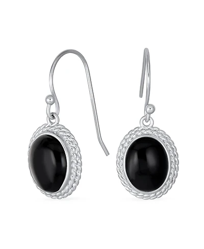 Bling Jewelry Western Style Natural Pink Quartz Milgrain Cable Edge Oval Drop Earrings Sterling Silver Wire Fish Hook
