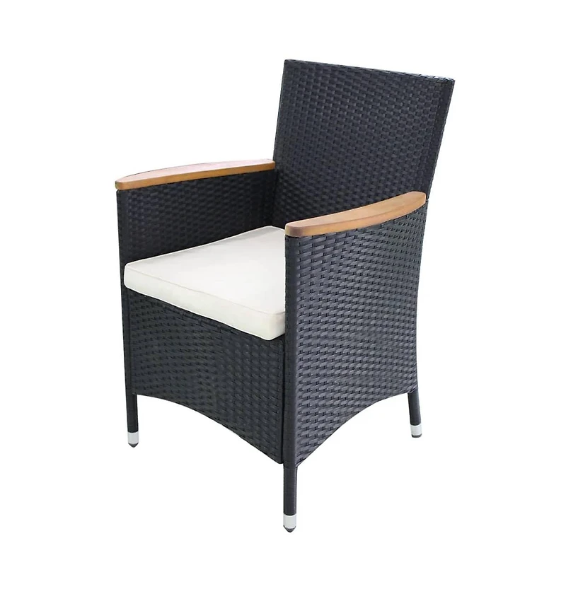 Patio Chairs 2 pcs with Cushions Poly Rattan Black