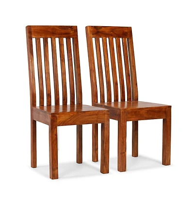 Dining Chairs 2 pcs Solid Wood with Honey Finish Modern