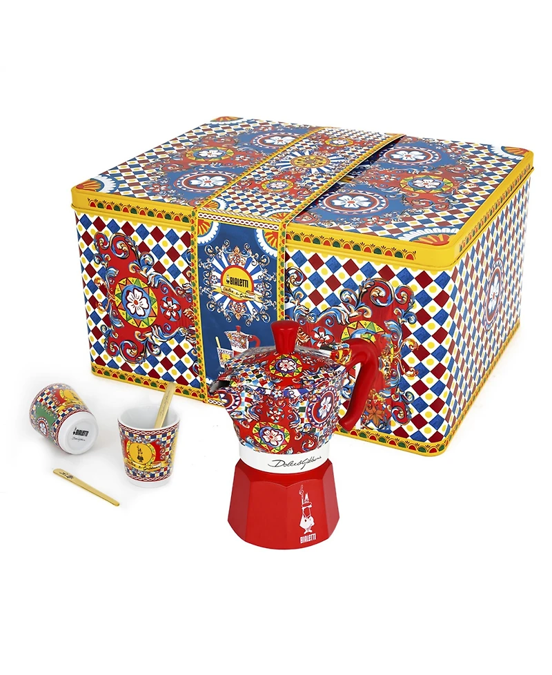 Dolce&Gabbana Set 2 Cup Moka with 2 Cups and Gold-Tone Stirrers