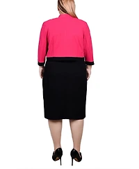 Ny Collection Plus 3/4 Sleeve Colorblocked Dress, 2 Piece Set