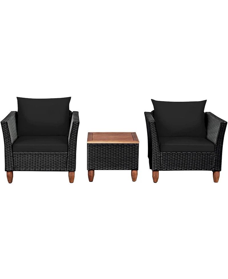 Slickblue 3 Pieces Outdoor Patio Rattan Furniture Set with Coffee Table