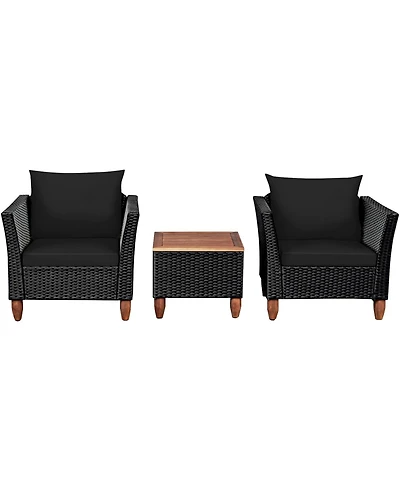 Slickblue 3 Pieces Outdoor Patio Rattan Furniture Set with Coffee Table