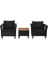 Slickblue 3 Pieces Outdoor Patio Rattan Furniture Set with Coffee Table