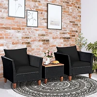 Slickblue 3 Pieces Outdoor Patio Rattan Furniture Set with Coffee Table