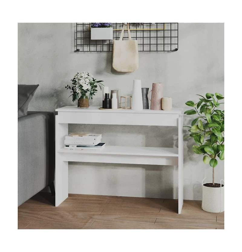 Console Table White 40.2"x11.8"x31.5" Engineered Wood