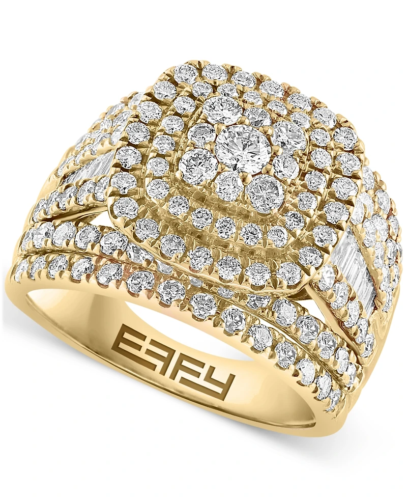 Effy Diamond Princess Shaped Halo Cluster Ring (2-1/2 ct. t.w.) in 14k Gold