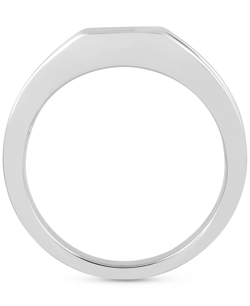 Men's Black Diamond Concave Ring (1/2 ct. t.w.) in Sterling Silver & 14k Gold-Plate