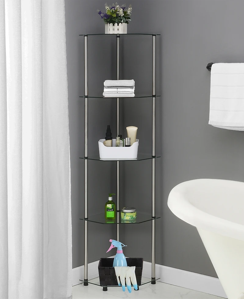 Convenience Concepts 13.75" Glass Designs2Go Classic 5 Tier Corner Tower