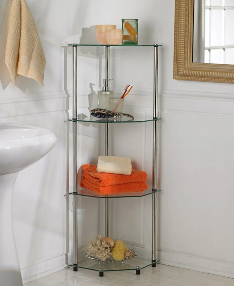 Convenience Concepts 13.75" Glass Designs2Go Classic 4 Tier Corner Shelf