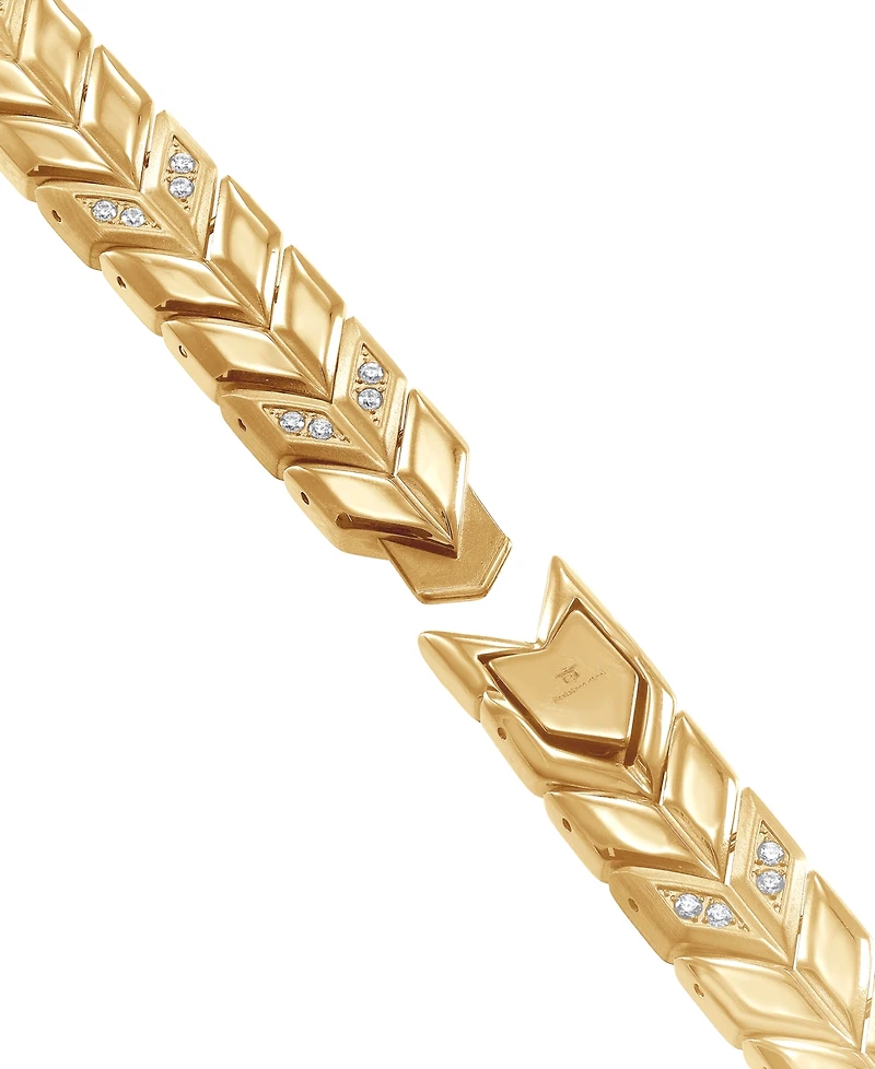 Blackjack Men's Cubic Zirconia Chevron Link Bracelet Stainless Steel
