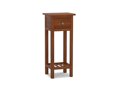 2 Tier Slim Nightstand Bedside Table with Drawer Shelf
