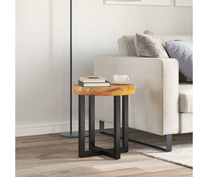 Coffee Table 15.7"x17.7" Solid Teak Wood and Polyresin