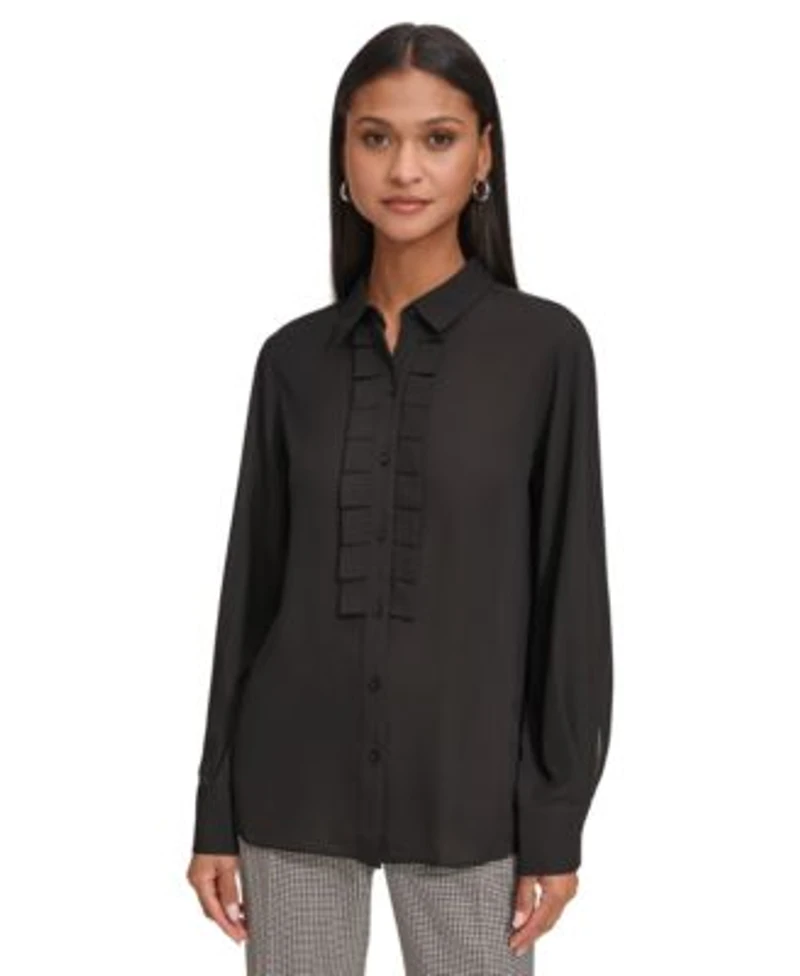 Karl Lagerfeld Paris Womens Ruffled Blouse