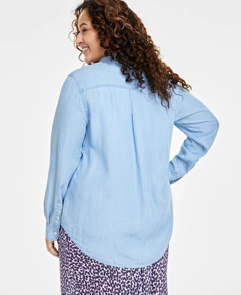 On 34th Plus Size Chambray Shirt, Created for Macy's