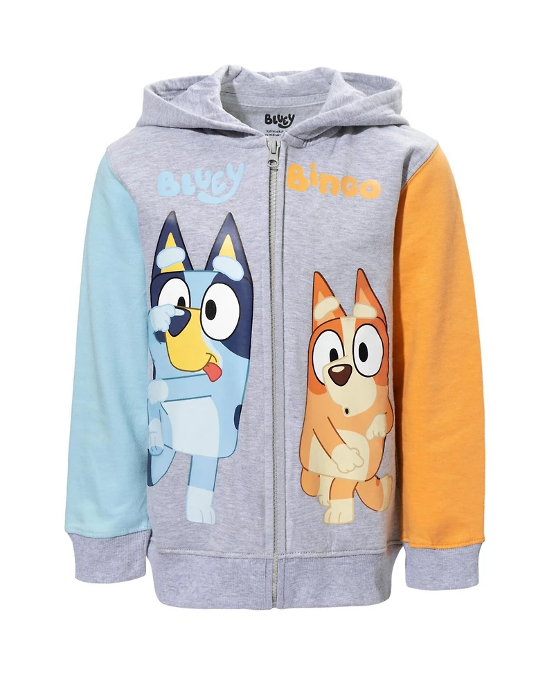 Bluey & Bingo Fleece Zip-Up Raglan Hoodie Toddler| Child Boys