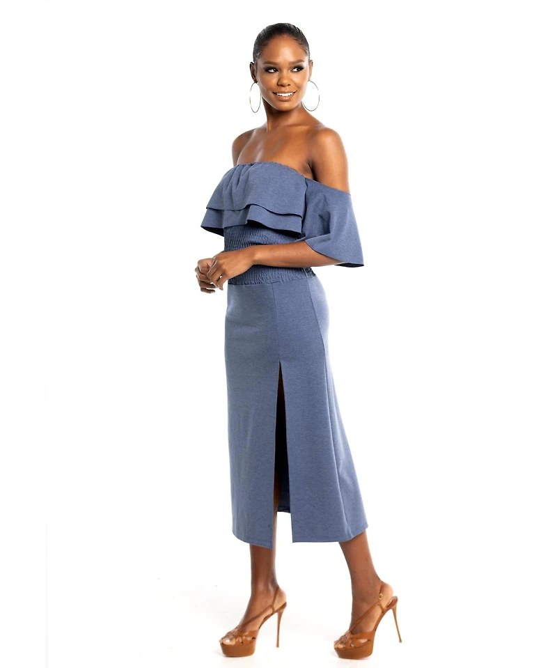 Dai Moda Women's High Waist Midi Skirt