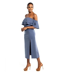 Dai Moda Women's High Waist Midi Skirt