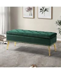 Modern Velvet Storage Ottoman Bench for Living Room Dining