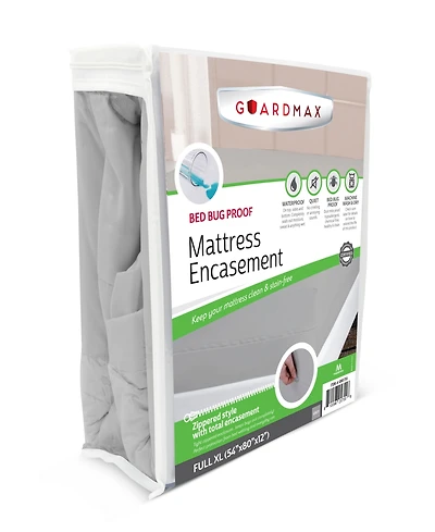 Waterproof Zippered Mattress Encasement - Full Xl Size (9-11 Deep) - Grey