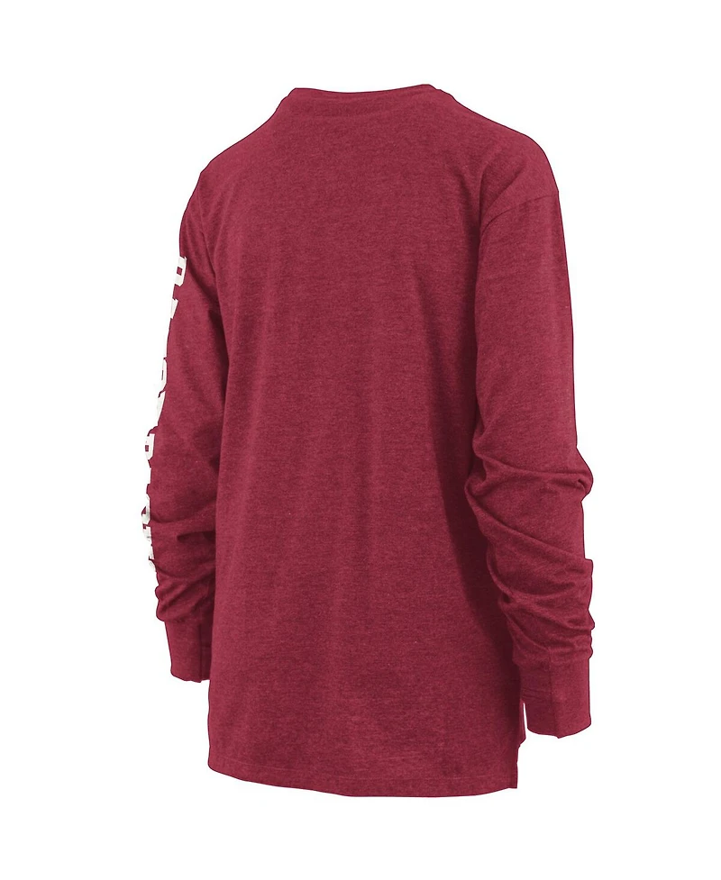 Women's Pressbox Heathered Cardinal Arkansas Razorbacks Two-Hit Canyon Long Sleeve T-shirt