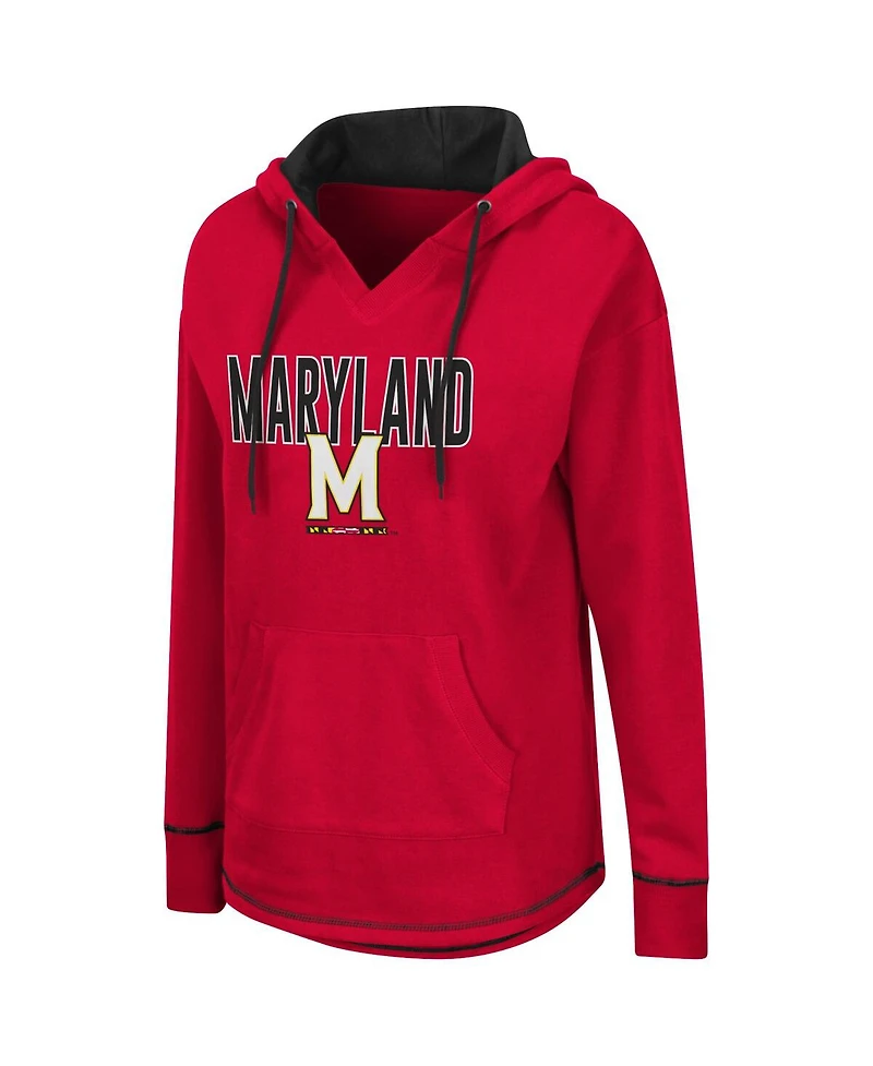 Women's Colosseum Red Maryland Terrapins Tunic Pullover Hoodie
