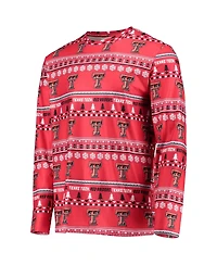 Men's Concepts Sport Red Texas Tech Raiders Ugly Sweater Long Sleeve T-shirt and Pants Sleep Set