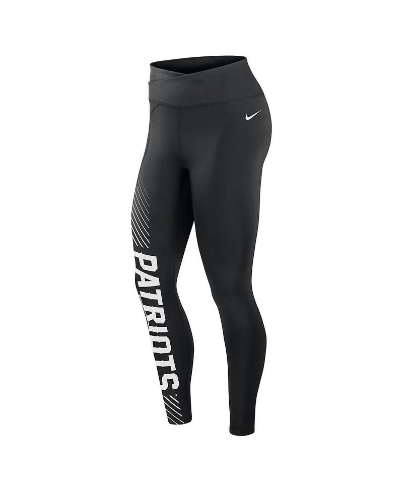 Women's Nike Black New England Patriots Yard Line Crossover Leggings